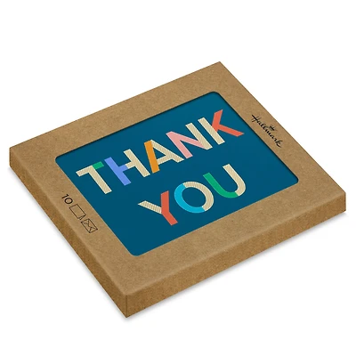 Colorblock Letters on Blue Blank Thank You Notes, Pack of 10 for only USD 10.49 | Hallmark