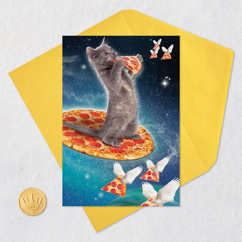 Galactic Cat With Pizza Funny Birthday Card for only USD 4.49 | Hallmark