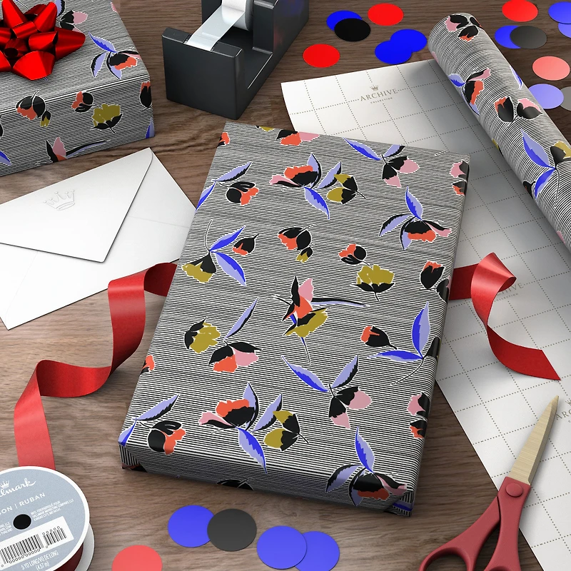 Bold Floral and Stripe Wrapping Paper Roll, 20 sq. ft. for only USD 4.99 | Hallmark