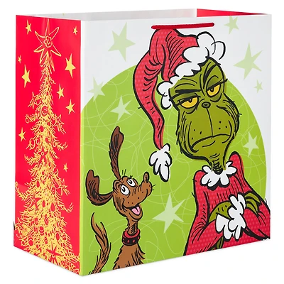 15" Dr. Seuss's How the Grinch Stole Christmas!™ Grimacing Grinch Extra-Deep Christmas Gift Bag for only USD 5.49 | Hallmark