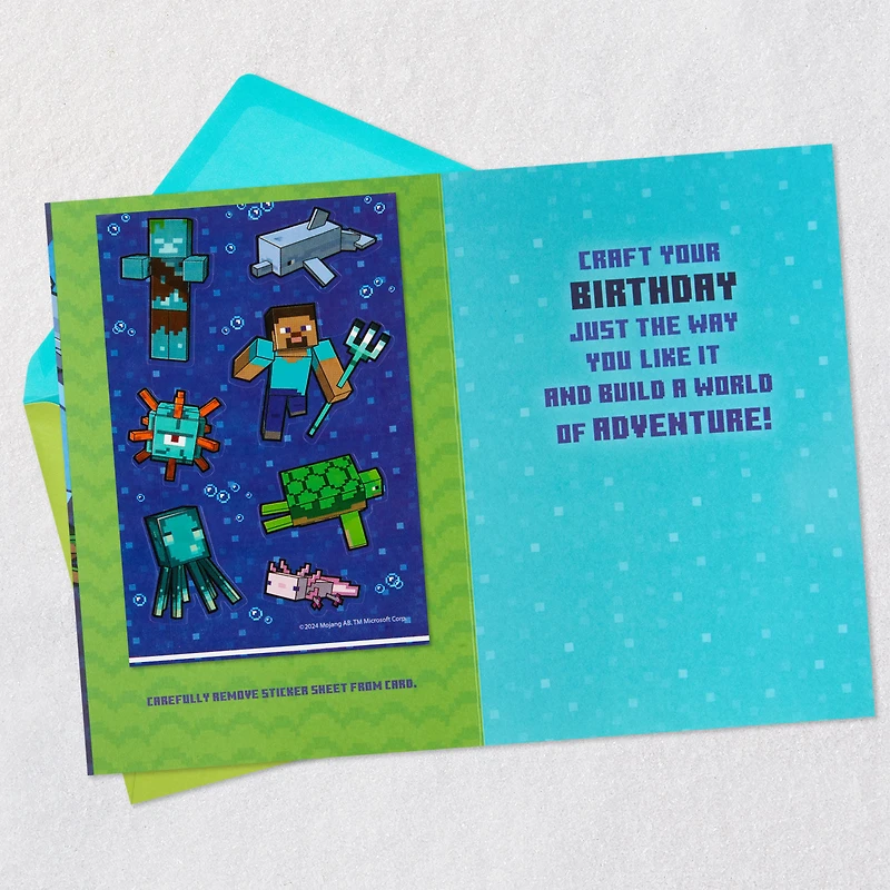 Minecraft Build a World of Adventure Birthday Card With Stickers for only USD 5.99 | Hallmark