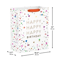 13" Happy Birthday Confetti Large Gift Bag for only USD 5.49 | Hallmark