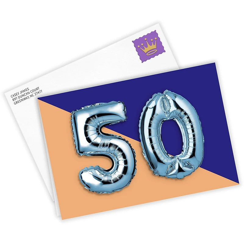 50th Balloons Custom Card for only USD 4.99 | Hallmark