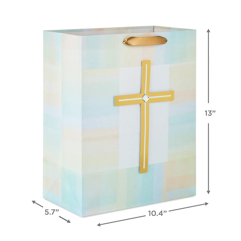 13" Gold Cross With Pastel Border Large Gift Bag for only USD 4.99 | Hallmark