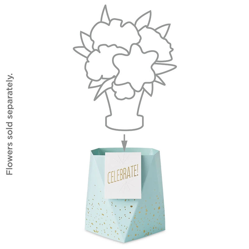 Build-a-Bouquet Celebrate Turquoise Blue Pop-Up Paper Vase With Mini Card for only USD 4.99 | Hallmark