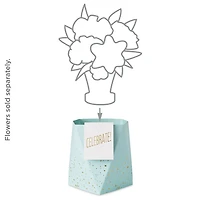 Build-a-Bouquet Celebrate Turquoise Blue Pop-Up Paper Vase With Mini Card for only USD 4.99 | Hallmark