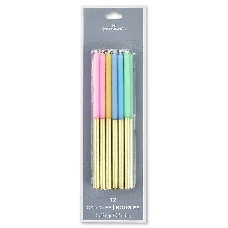 Pastel and Gold Two-Tone Tall Birthday Candles, Set of 12 for only USD 4.99 | Hallmark