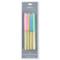 Pastel and Gold Two-Tone Tall Birthday Candles, Set of 12 for only USD 4.99 | Hallmark