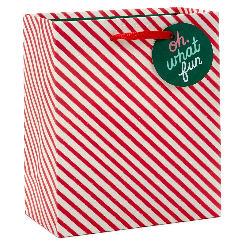 6.5" Glittery Peppermint Stripes Small Christmas Gift Bag for only USD 2.49 | Hallmark