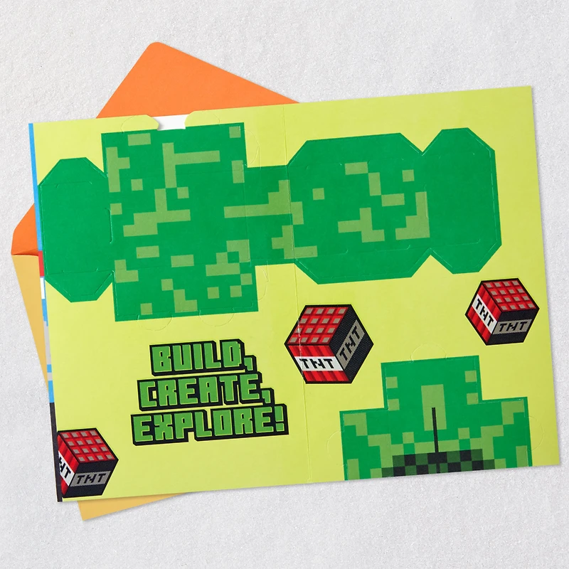 Minecraft Have a Blast Birthday Card for Kids With Build-Your-Own Creeper for only USD 5.59 | Hallmark