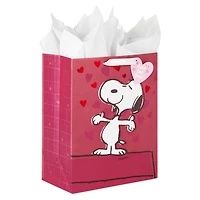 13" Peanuts® Snoopy With Hearts Large Valentine's Day Gift Bag With Tissue Paper for only USD 7.99 | Hallmark