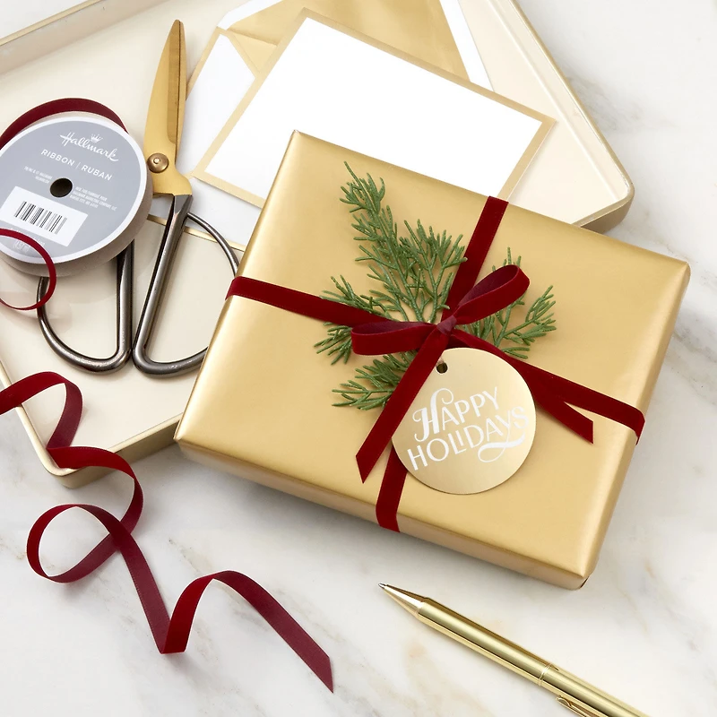 0.3" Burgundy Velvet Holiday Ribbon, 15' for only USD 3.99 | Hallmark
