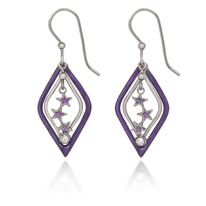 Silver Forest Stars Silver and Purple Drop Earrings for only USD 22.00 | Hallmark