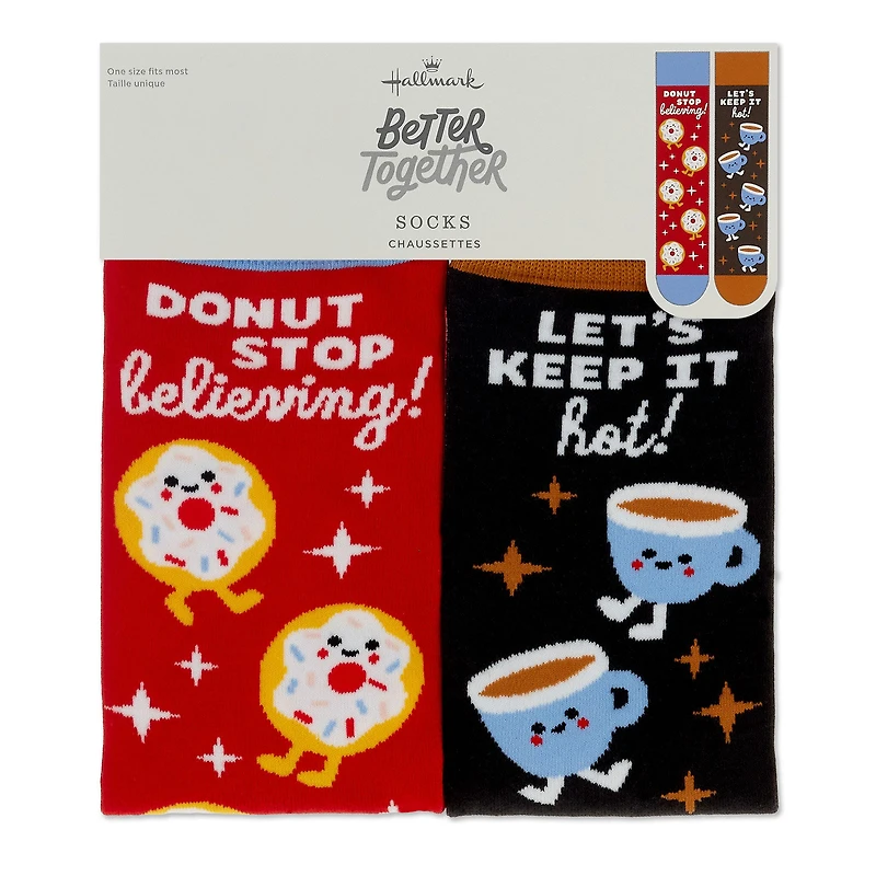 Better Together Donut and Coffee Funny Crew Socks for only USD 12.99 | Hallmark