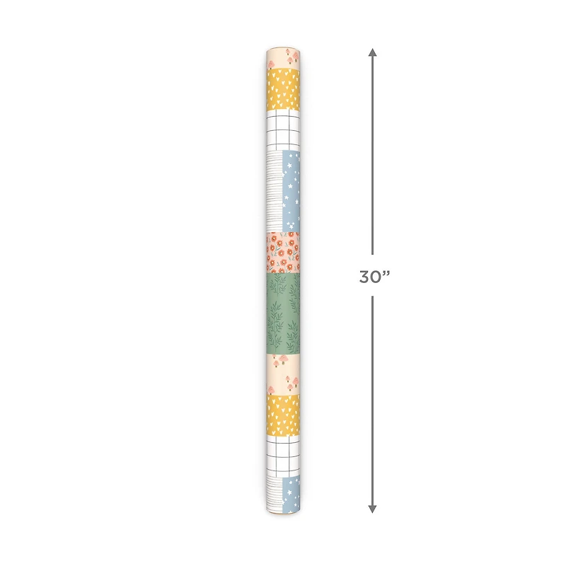 Patchwork Floral/Mini Hearts on Blue Reversible Wrapping Paper, 20 sq. ft. for only USD 4.99 | Hallmark