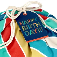 28" Bold Diagonal Stripes Birthday Canvas Gift Sack With Gift Tag for only USD 14.99 | Hallmark