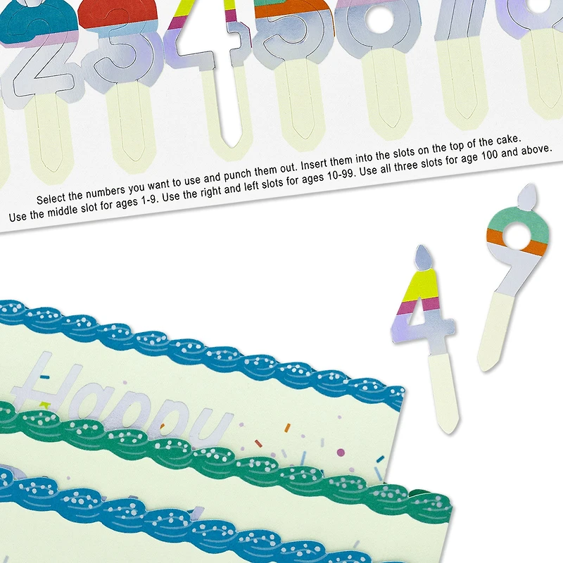 Blue and Green Confetti Cake Pick-a-Number Customizable Pop-Up Birthday Card for only USD 9.99 | Hallmark