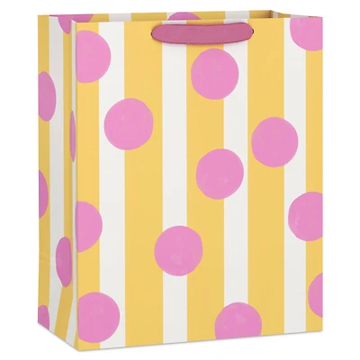 13" Pink Dots on Yellow Stripes Large Gift Bag for only USD 4.99 | Hallmark