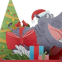 Happy Hippo Under the Tree Musical 3D Pop-Up Christmas Card With Light for only USD 10.99 | Hallmark