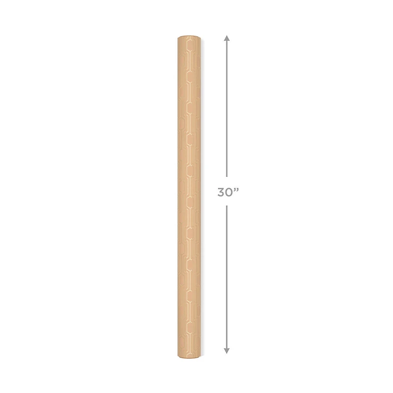 Gold Geometric on Kraft Wrapping Paper Roll, 15 sq. ft. for only USD 6.99 | Hallmark