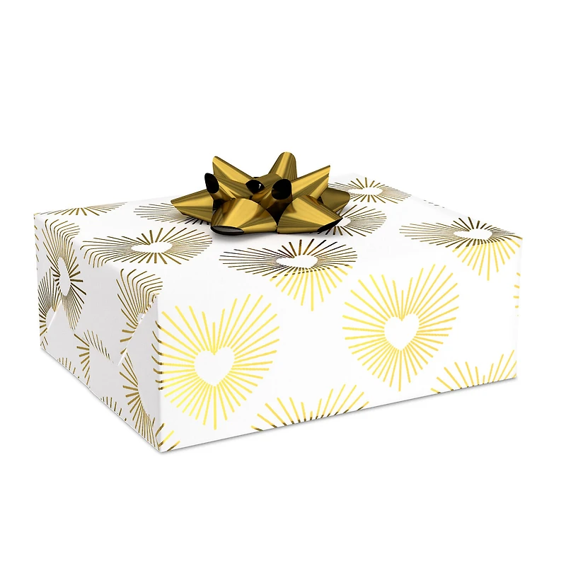 Gold Hearts on White Wrapping Paper, 15 sq. ft. for only USD 6.99 | Hallmark