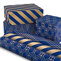 Navy and Gold 3-Pack Wrapping Paper, 105 sq. ft. total for only USD 19.99 | Hallmark