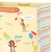 13" Animals in Party Hats With Balloons on Yellow Large Gift Bag for only USD 4.99 | Hallmark
