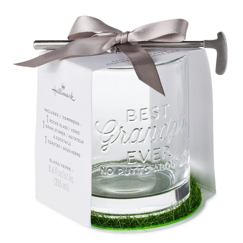 Best Grandpa Ever Lowball Glass With Golf Club Stirrer and Turf Coaster, 8.5 oz. for only USD 28.99 | Hallmark