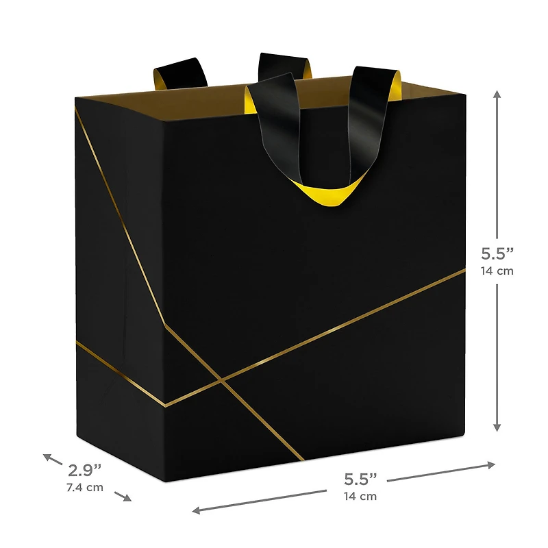 5.5" Gold Lines on Black Small Square Gift Bag for only USD 5.49 | Hallmark