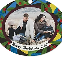 Holiday Holly Horizontal Oval Metal Personalized Ornament, Custom Photo and Text for only USD 17.99 | Hallmark