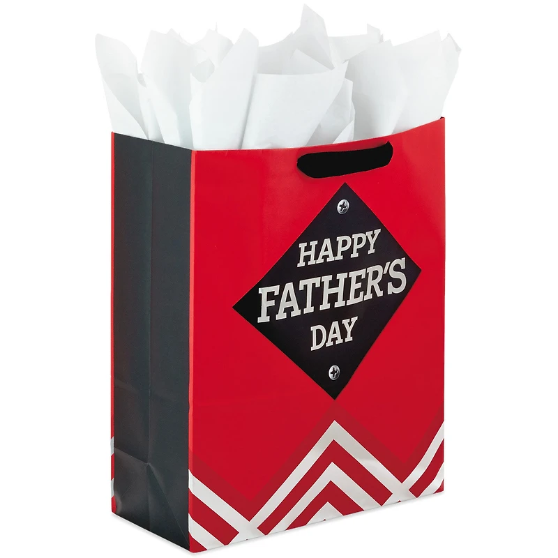 15.5" Red and Black Happy Father's Day Extra-Large Gift Bag With Tissue Paper for only USD 6.99 | Hallmark