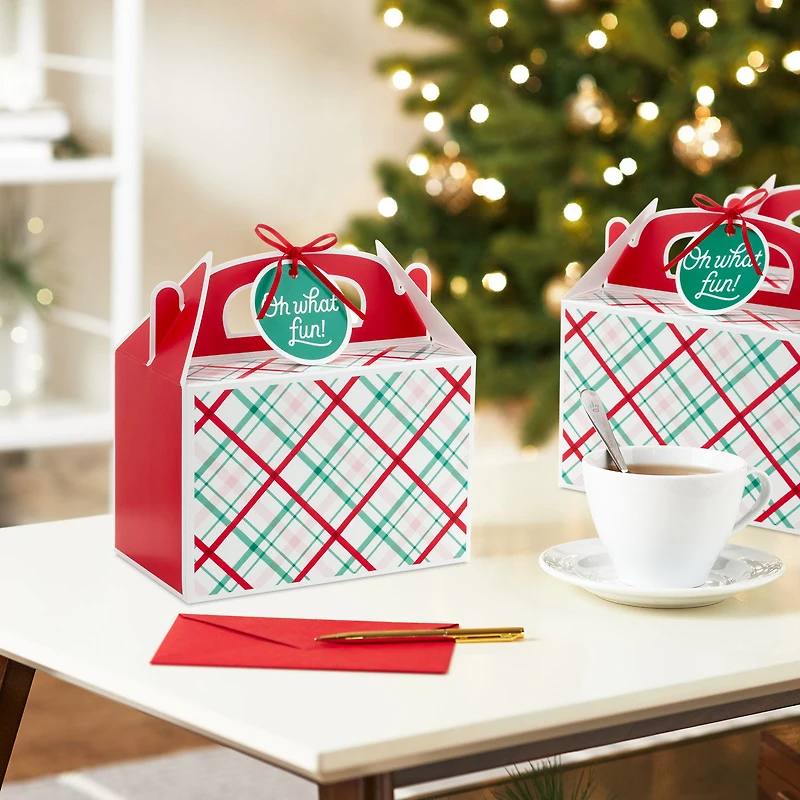 Oh What Fun Plaid 3-Pack Christmas Gable Boxes for only USD 6.99 | Hallmark