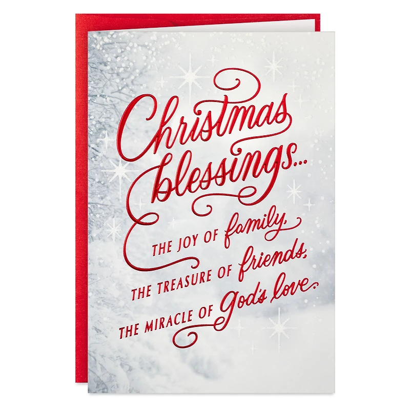 Red Script and Snowy Evergreens Boxed Christmas Cards, Pack of 16 for only USD 15.49 | Hallmark