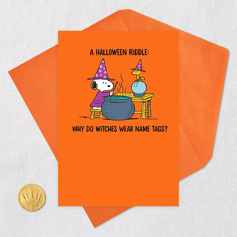 Peanuts® Snoopy and Woodstock Witch Riddle Funny Halloween Card for only USD 2.00 | Hallmark