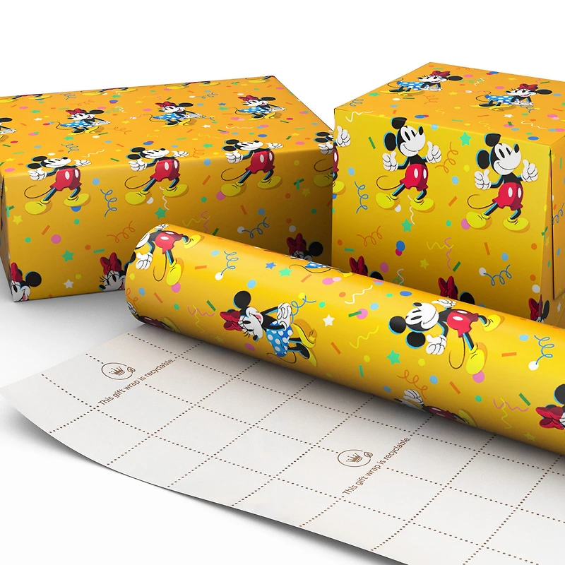 Disney Mickey and Minnie on Yellow Wrapping Paper Roll, 17.5 sq. ft. for only USD 4.99 | Hallmark