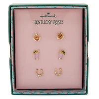 Kentucky Roses Enamel, Crystal and Gold Metal Stud Earrings, 3 pair for only USD 20.00 | Hallmark