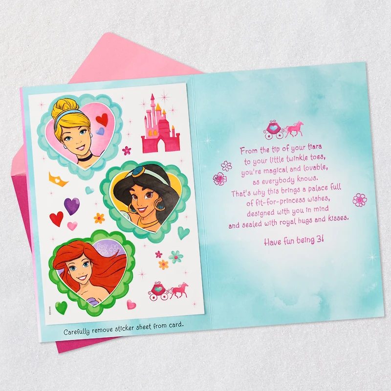 Disney Princesses Royal Hugs and Kisses 3rd Birthday Card for Girls With Stickers for only USD 5.59 | Hallmark