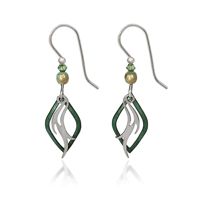 Silver Forest Green and Silver-Tone Flame Layered Metal Drop Earrings for only USD 17.00 | Hallmark