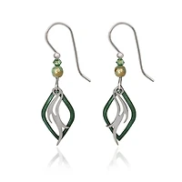 Silver Forest Green and Silver-Tone Flame Layered Metal Drop Earrings for only USD 17.00 | Hallmark