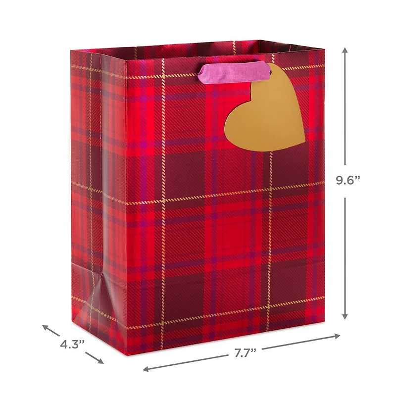 9.6" Metallic Red Plaid Medium Valentine's Day Gift Bag for only USD 3.99 | Hallmark