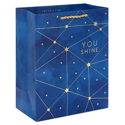 9.6" Gold Stars on Navy You Shine Medium Gift Bag for only USD 4.49 | Hallmark