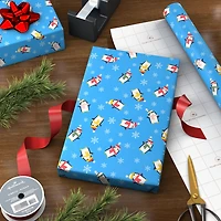 Playful Penguins on Blue Jumbo Holiday Wrapping Paper Roll, 90 sq. ft. for only USD 9.99 | Hallmark