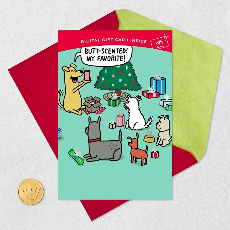 Dog Opening Presents Gift Card Greeting Funny Christmas Card for only USD 4.99 | Hallmark