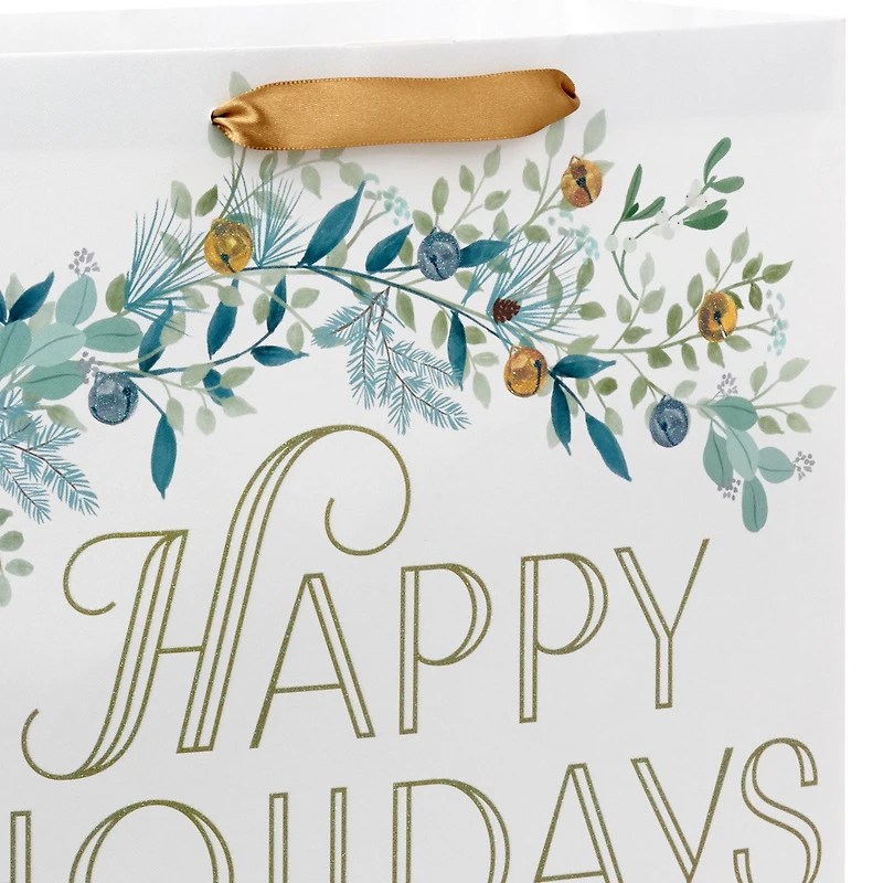 13" Happy Holidays Garlands on White Large Gift Bag for only USD 4.49 | Hallmark
