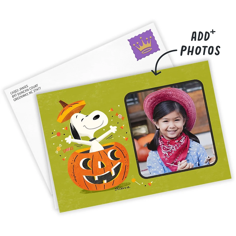 Peanuts® Snoopy Pumpkin Custom Halloween Card for only USD 4.99 | Hallmark
