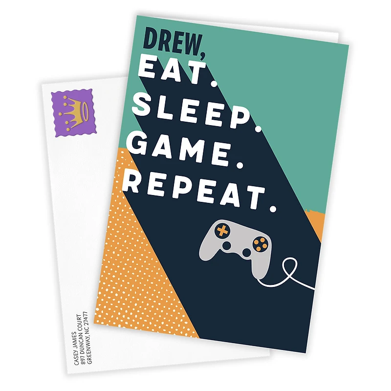 Eat Sleep Game Repeat Custom Celebration Card for only USD 4.99 | Hallmark