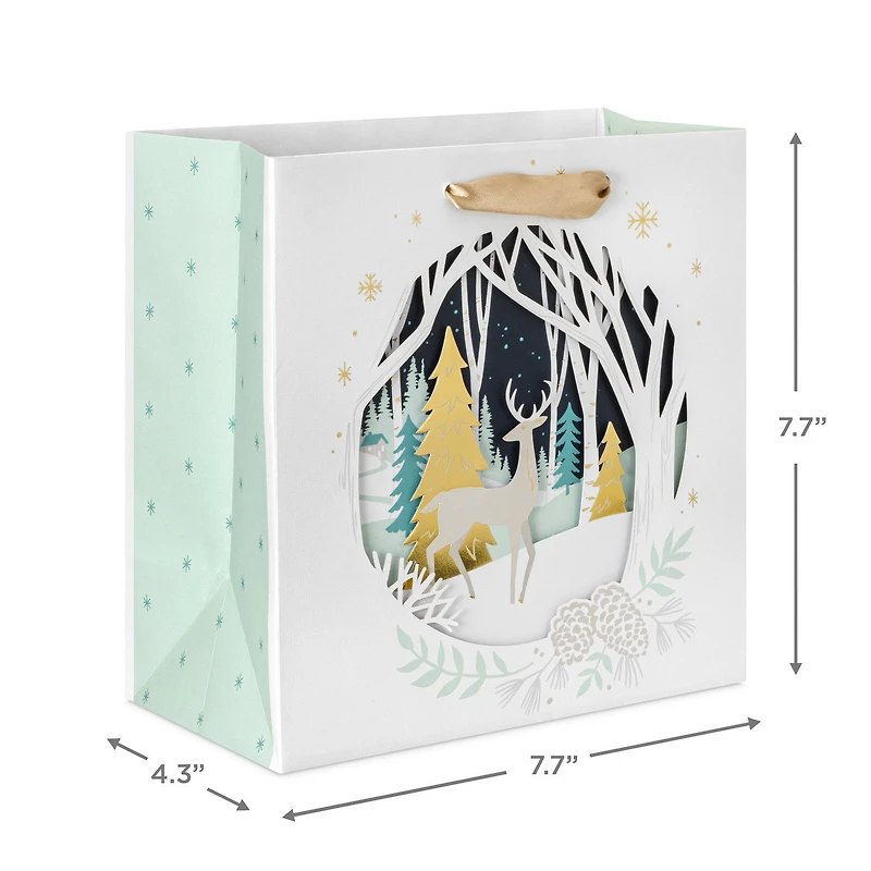 7.7" Deer and Trees Silhouette Medium Square Holiday Gift Bag for only USD 7.99 | Hallmark
