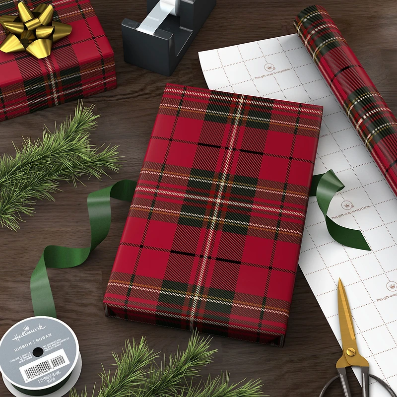 Classic Red Plaid Jumbo Christmas Wrapping Paper Roll, 90 sq. ft. for only USD 9.99 | Hallmark
