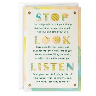 Stop, Look, Listen and Enjoy Religious Birthday Card for only USD 5.99 | Hallmark