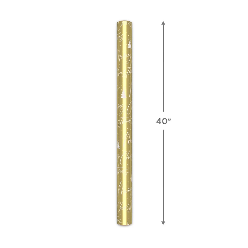 Merry Christmas on Gold Metallic Jumbo Wrapping Paper Roll, 54 sq. ft. for only USD 9.99 | Hallmark